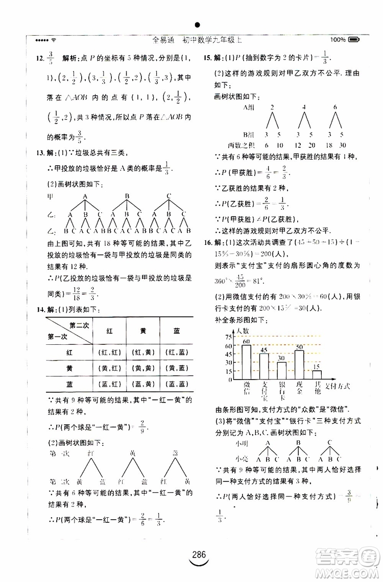 2019年全易通初中數(shù)學(xué)九年級(jí)上冊(cè)RJ人教版參考答案