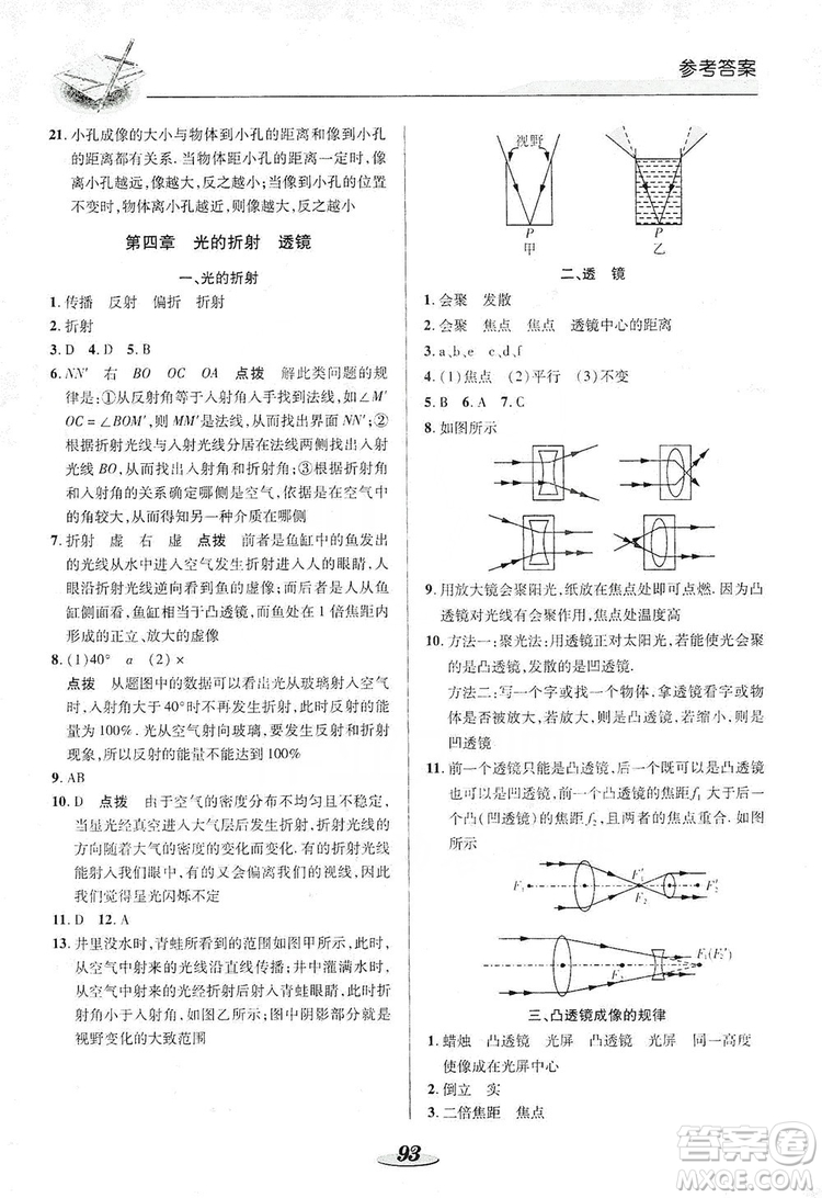 陜西科學(xué)技術(shù)出版社2019新課標(biāo)教材同步導(dǎo)練八年級(jí)物理上冊(cè)人教版答案