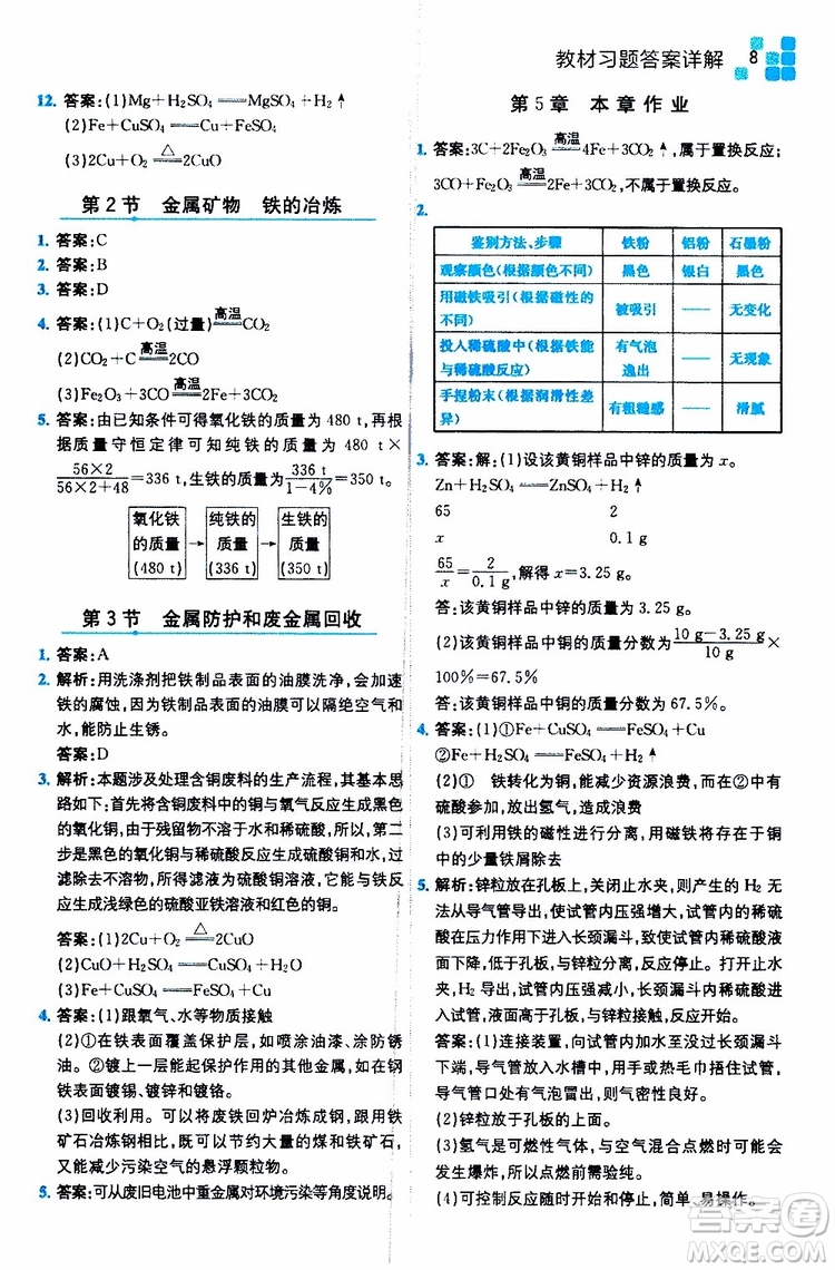 2019年全易通初中化學(xué)九年級上冊HJ滬教版參考答案