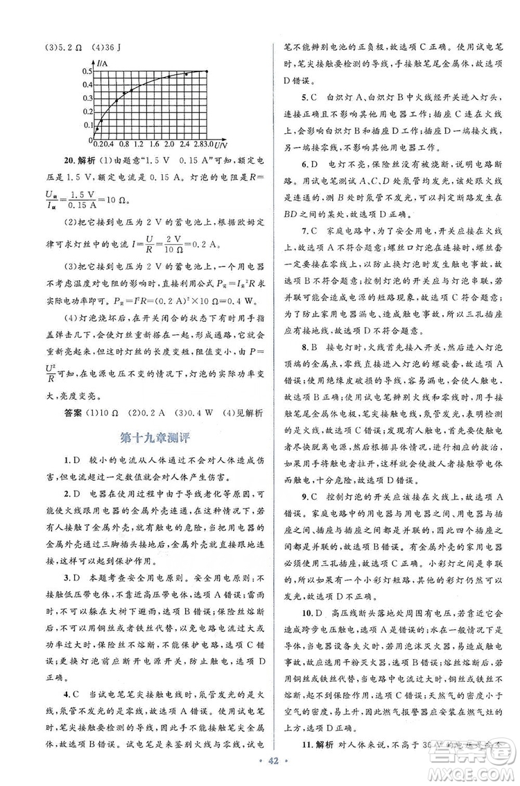 人教金學(xué)典2019同步解析與測(cè)評(píng)學(xué)考練九年級(jí)物理全一冊(cè)答案