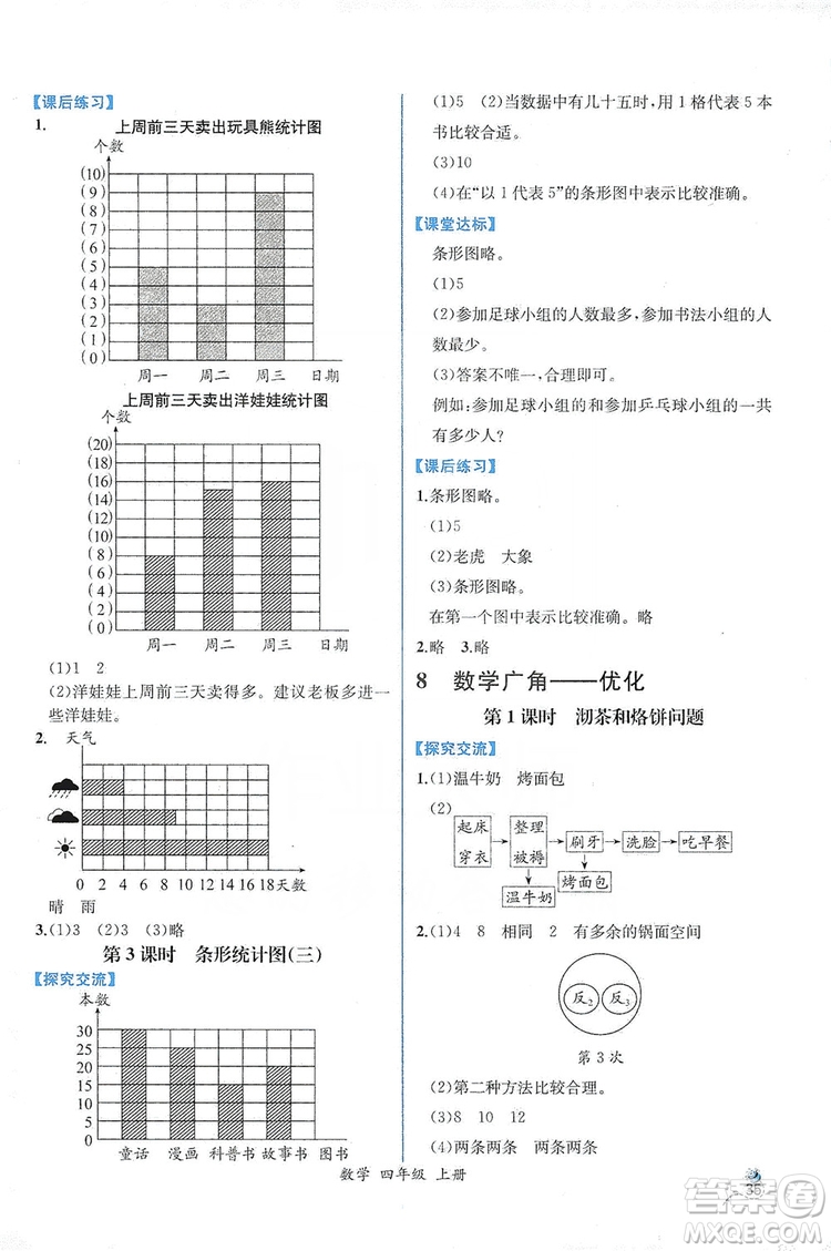 人民教育出版社2019同步導學案課時練四年級數(shù)學上冊答案