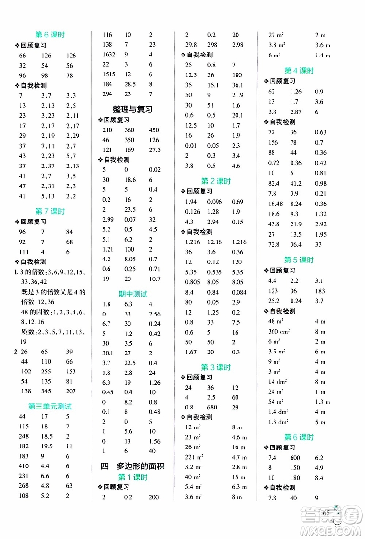 2019年P(guān)ASS綠卡圖書小學(xué)學(xué)霸口算五年級上BS北師版參考答案