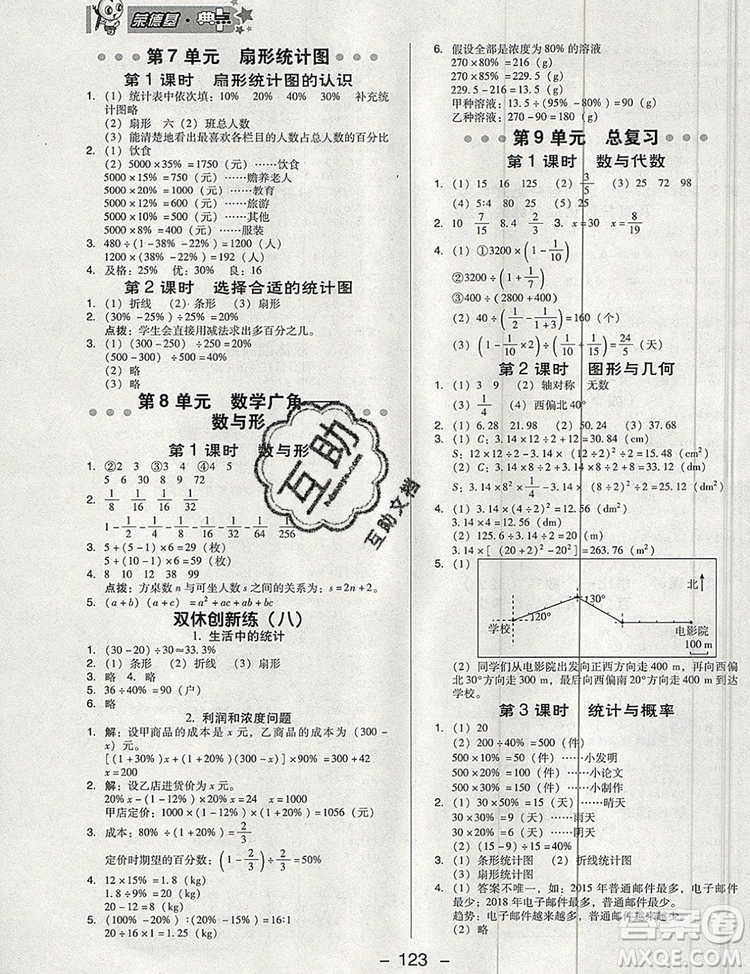 2019年綜合應(yīng)用創(chuàng)新題典中點(diǎn)六年級數(shù)學(xué)上冊人教版參考答案