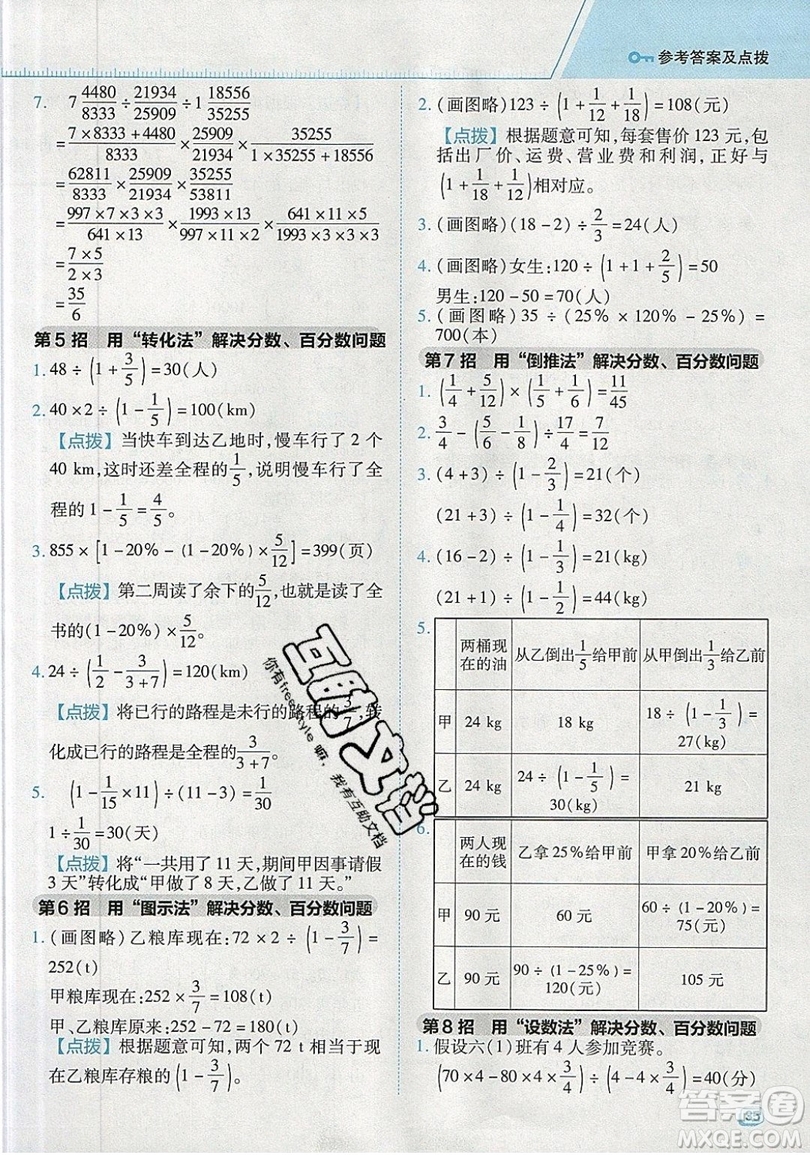 2019年綜合應(yīng)用創(chuàng)新題典中點六年級數(shù)學(xué)上冊蘇教版參考答案