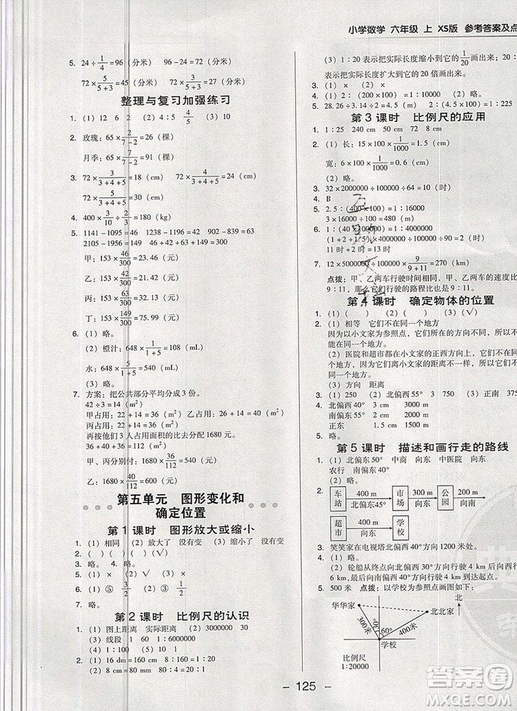 2019年綜合應(yīng)用創(chuàng)新題典中點(diǎn)六年級數(shù)學(xué)上冊西師大版參考答案