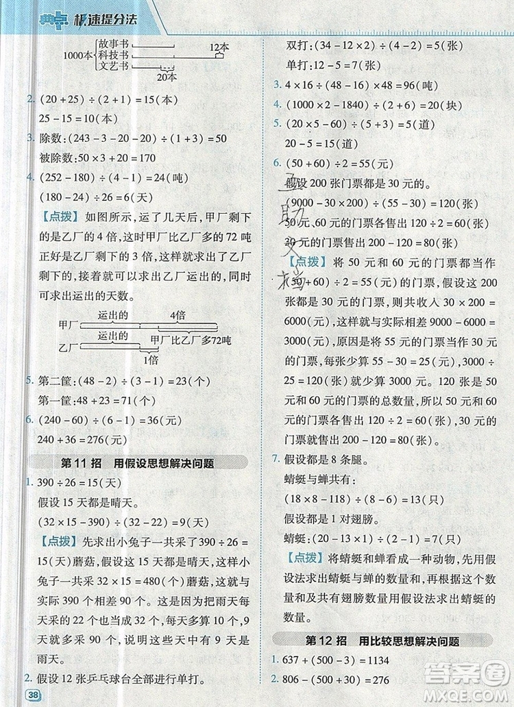 2019年綜合應(yīng)用創(chuàng)新題典中點四年級數(shù)學(xué)上冊北師大版參考答案