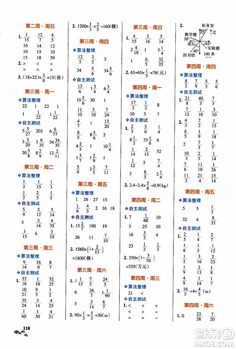 遼寧教育出版社2019年小學(xué)學(xué)霸天天計算六年級上冊RJ人教版參考答案