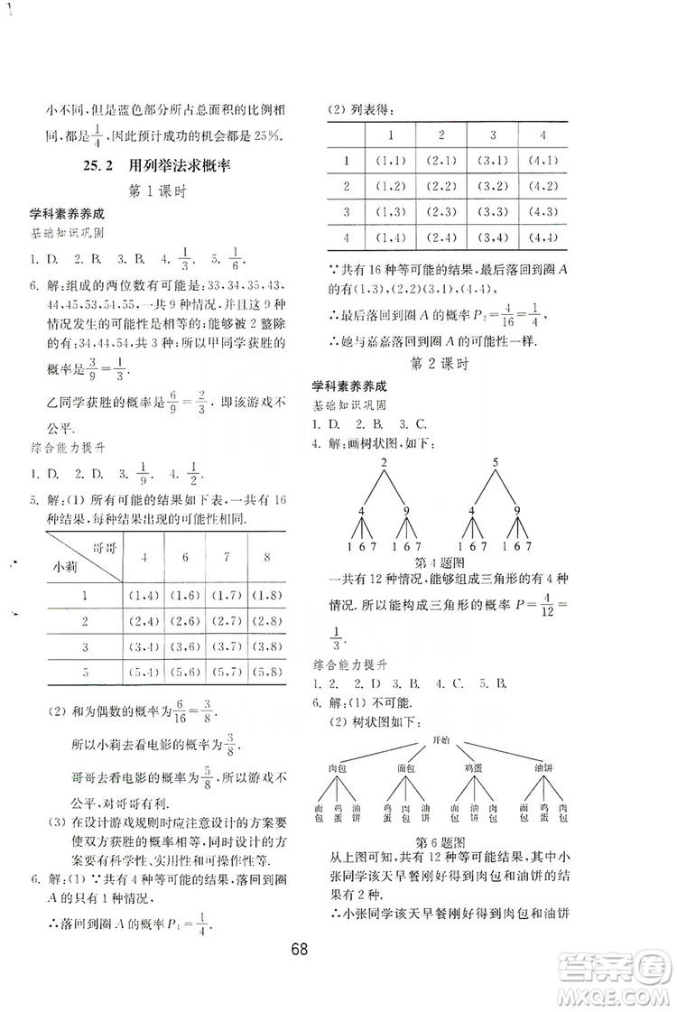 山東教育出版社2019初中基礎(chǔ)訓(xùn)練九年級(jí)數(shù)學(xué)全一冊(cè)人教版答案