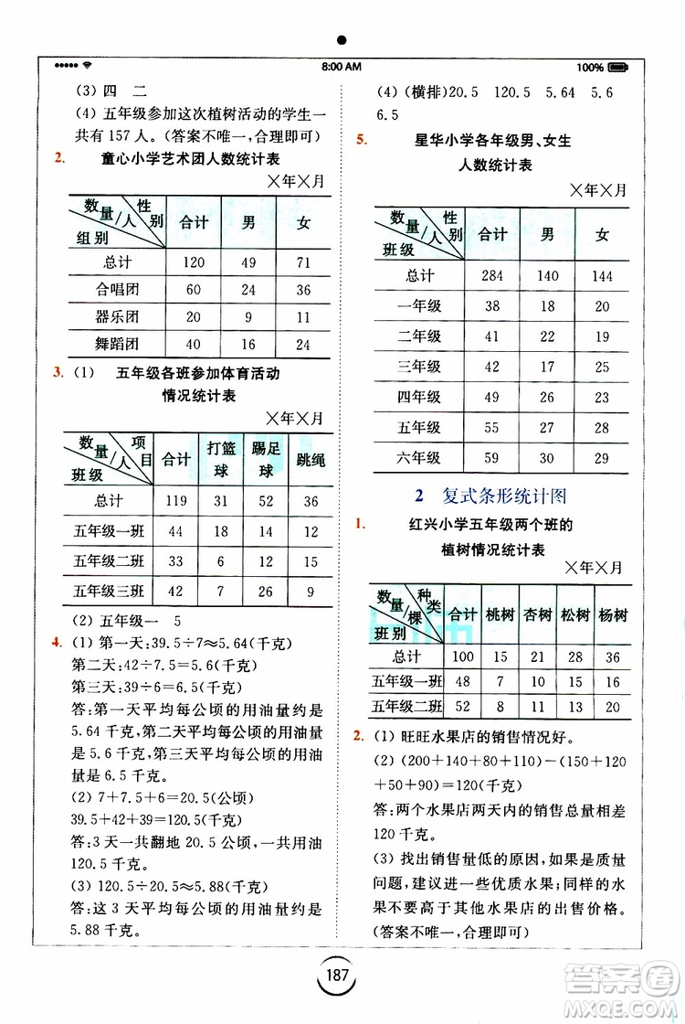 2019新版小學(xué)全易通五年級(jí)上冊(cè)數(shù)學(xué)SJ蘇教版參考答案