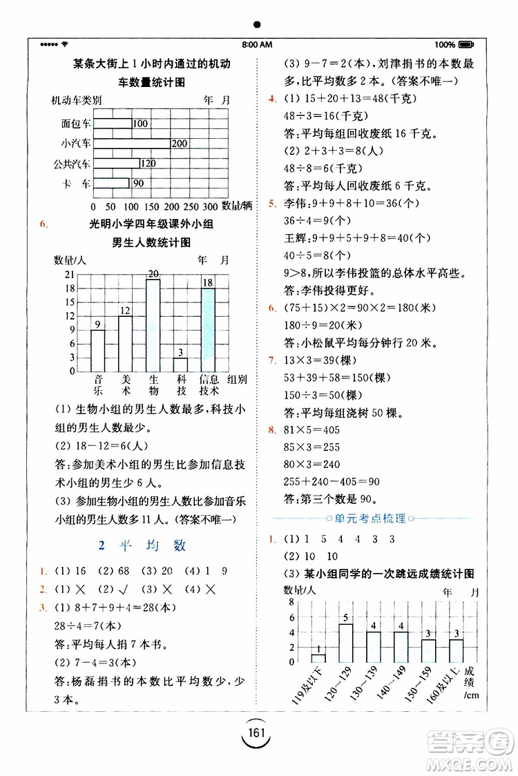 安徽人民出版2019年全易通小學(xué)數(shù)學(xué)四年級上SJ蘇教版參考答案