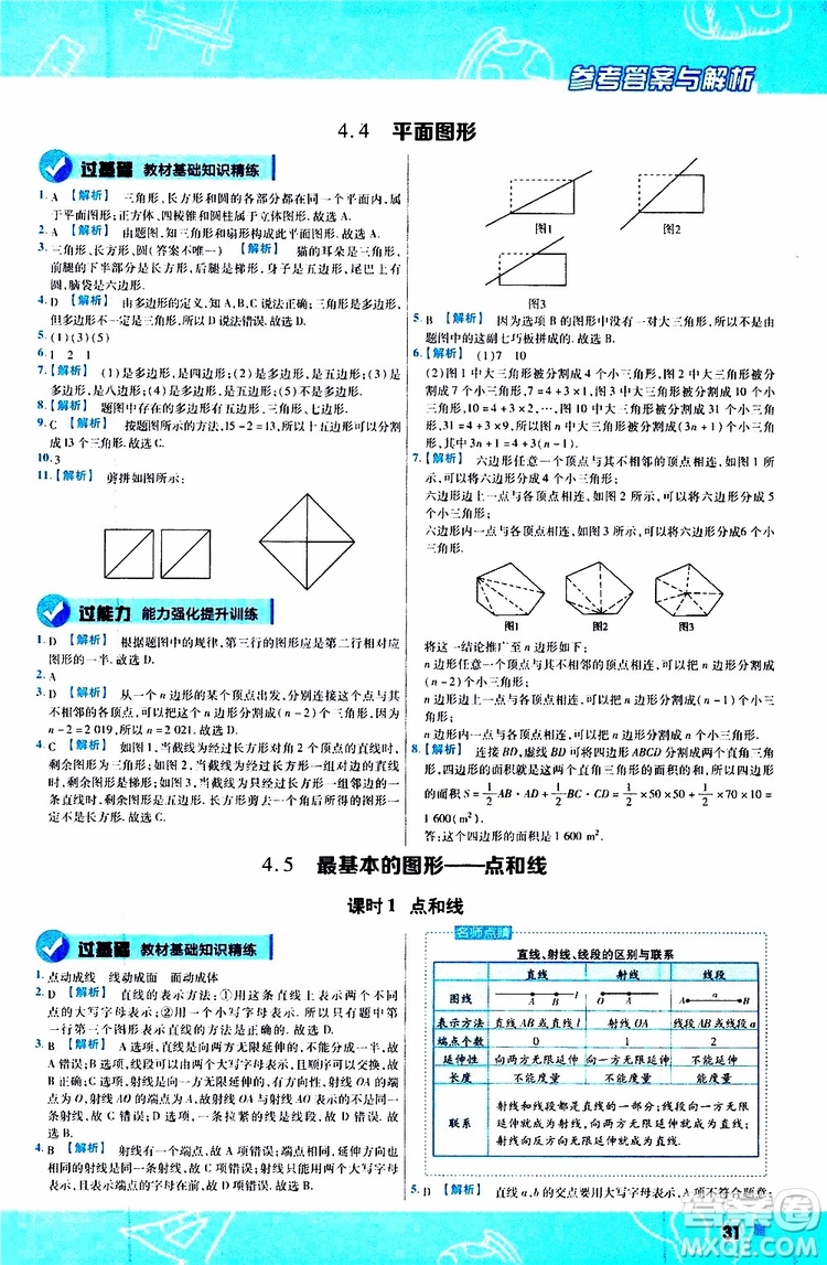 2020版一遍過初中數(shù)學(xué)七年級上冊HDSD華東師大版參考答案