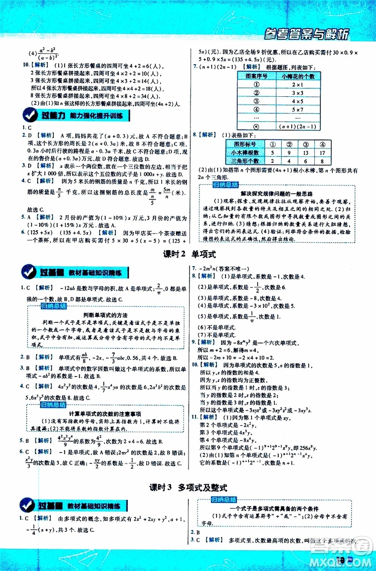 2020版一遍過(guò)初中數(shù)學(xué)七年級(jí)上冊(cè)RJ人教版參考答案