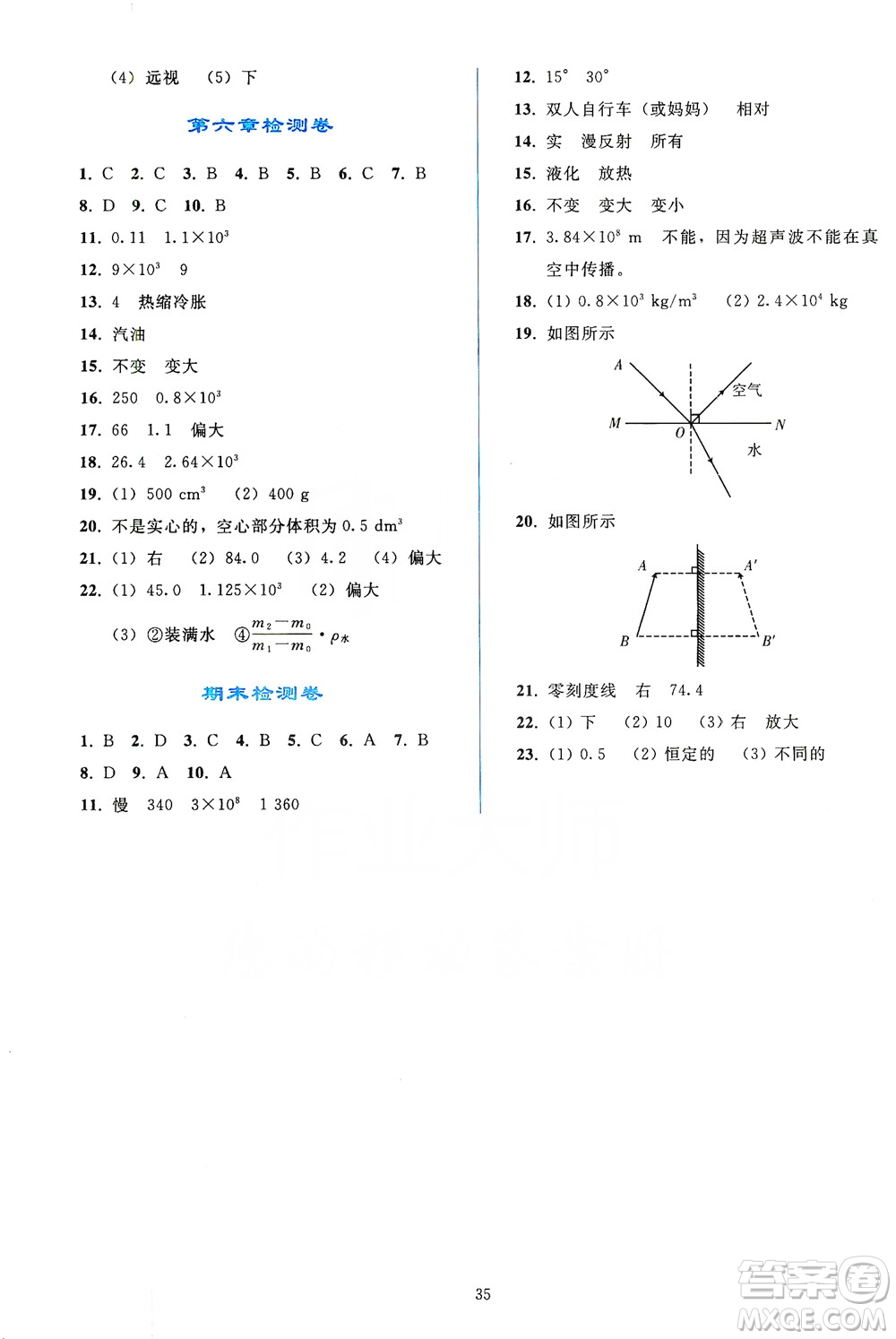 2019同步輕松練習(xí)八年級物理上冊人教版答案