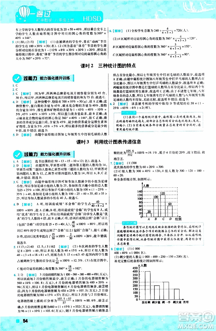 2020版天星教育一遍過初中數(shù)學(xué)八年級上冊HDSD華東師大版參考答案