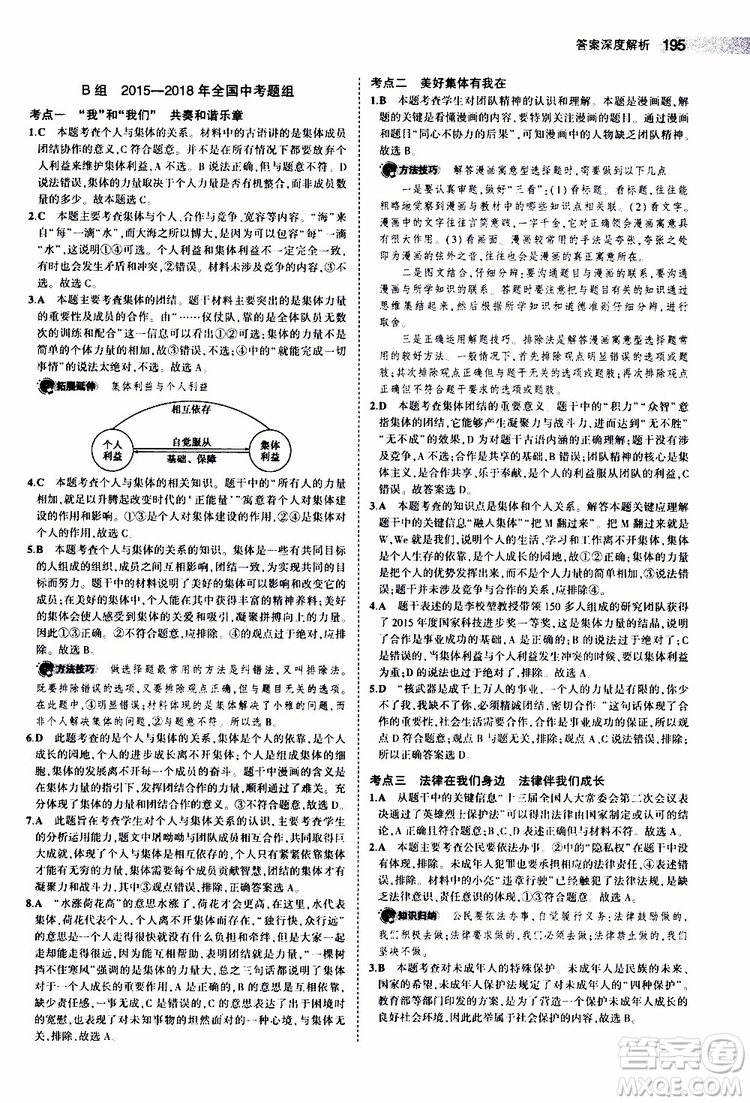 曲一線2020版5年中考3年模擬中考道德與法治全國(guó)版參考答案