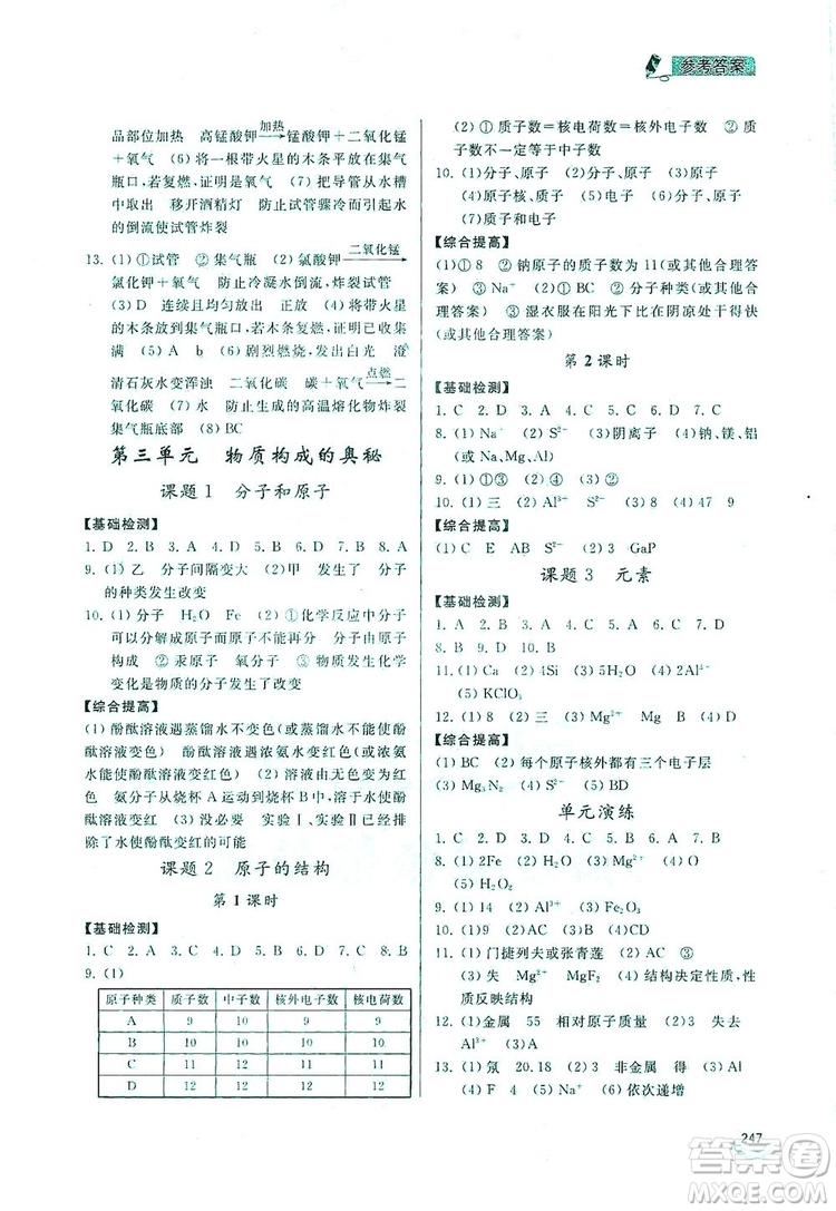 2019新課標(biāo)互動同步訓(xùn)練九年級化學(xué)全一冊人教版答案