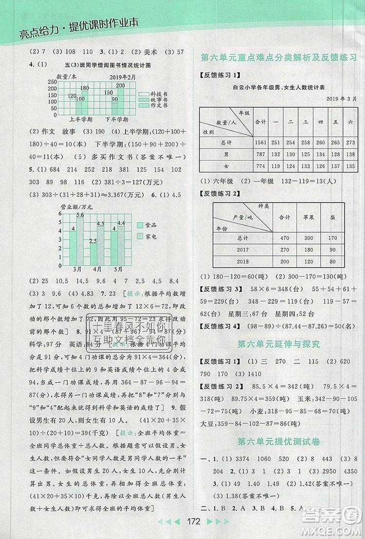 2019年亮點給力提優(yōu)課時作業(yè)本五年級數(shù)學(xué)上冊參考答案