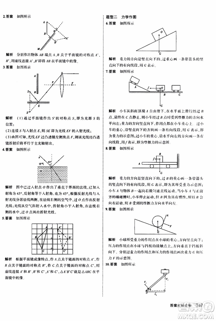 曲一線2020版5年中考3年模擬九年級+中考物理人教版參考答案