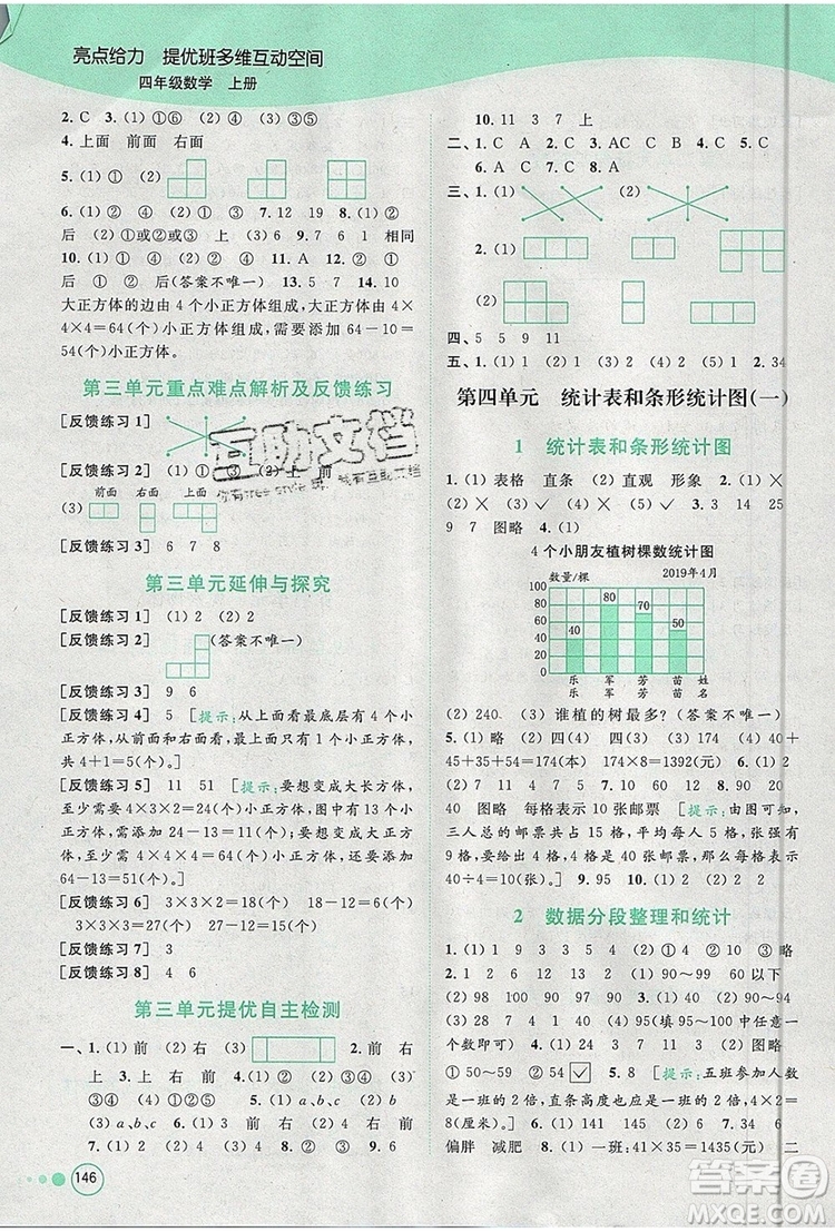 2019年亮點(diǎn)給力提優(yōu)班多維互動空間四年級數(shù)學(xué)上冊參考答案