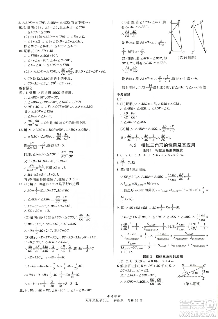 開明出版社2019高效課時(shí)通九年級(jí)數(shù)學(xué)全一冊(cè)新課改浙江專版B本答案