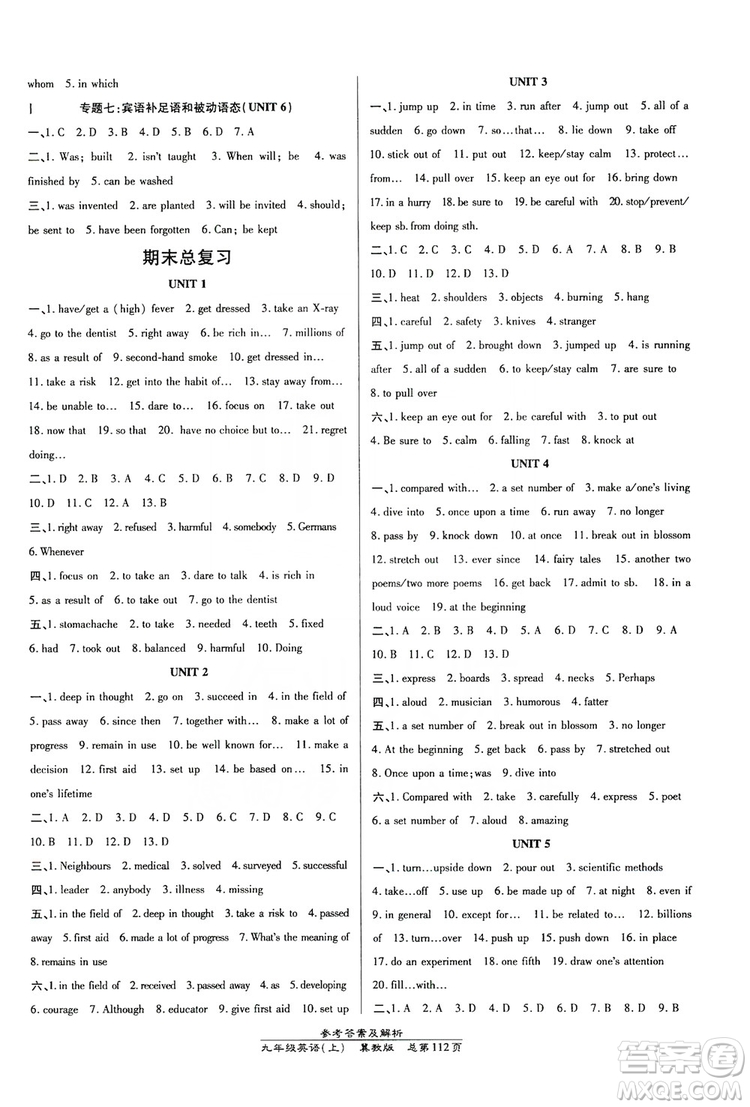 萬向思維2019高效課時通九年級英語上冊冀教版答案