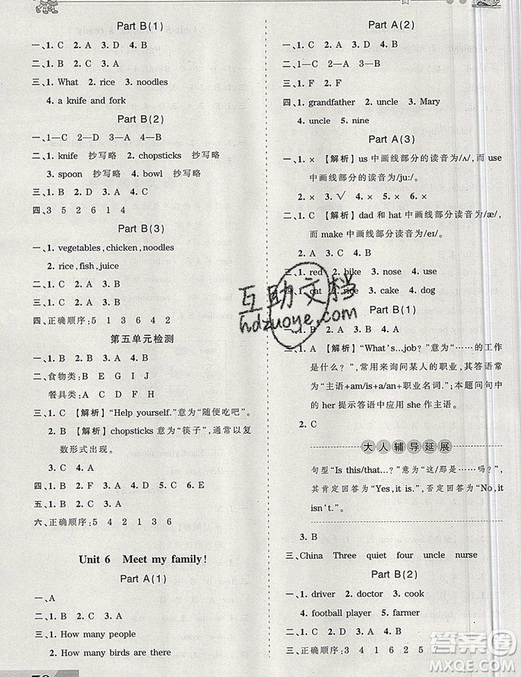 2019年王朝霞創(chuàng)維新課堂四年級(jí)英語上冊(cè)人教PEP版參考答案