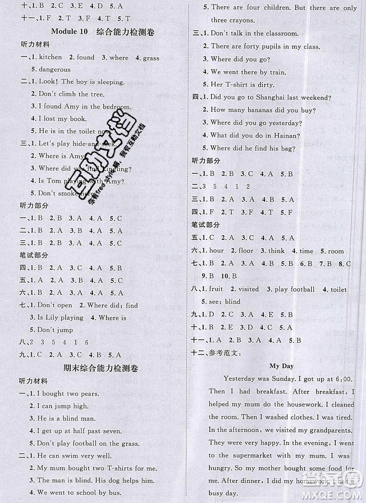 2019年陽(yáng)光同學(xué)課時(shí)優(yōu)化作業(yè)五年級(jí)英語(yǔ)上冊(cè)外研版參考答案