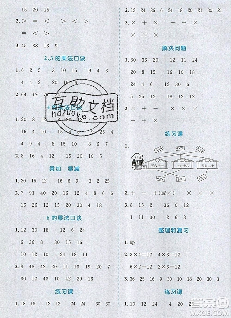 2019年陽光同學(xué)計(jì)算小達(dá)人二年級(jí)數(shù)學(xué)上冊(cè)人教版參考答案