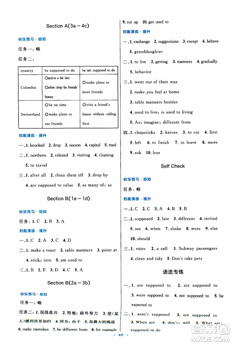 2019年初中同步測控優(yōu)化設計九年級全一冊英語人教版參考答案