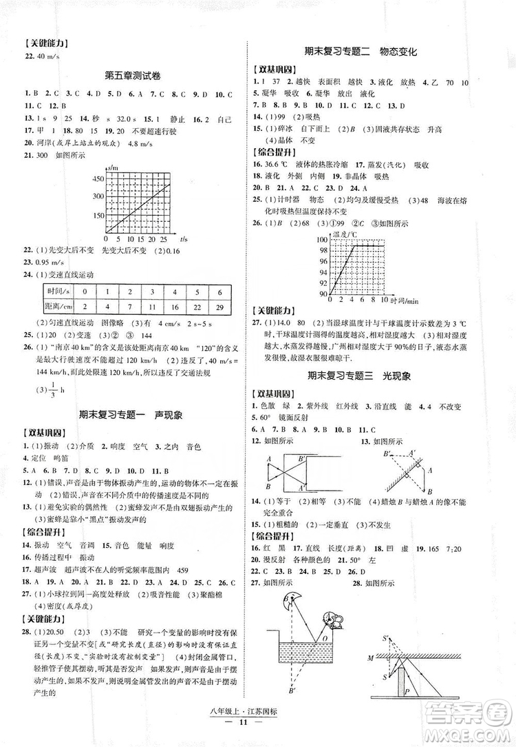 經(jīng)綸學典2019新課時作業(yè)八年級物理上冊江蘇國標版答案