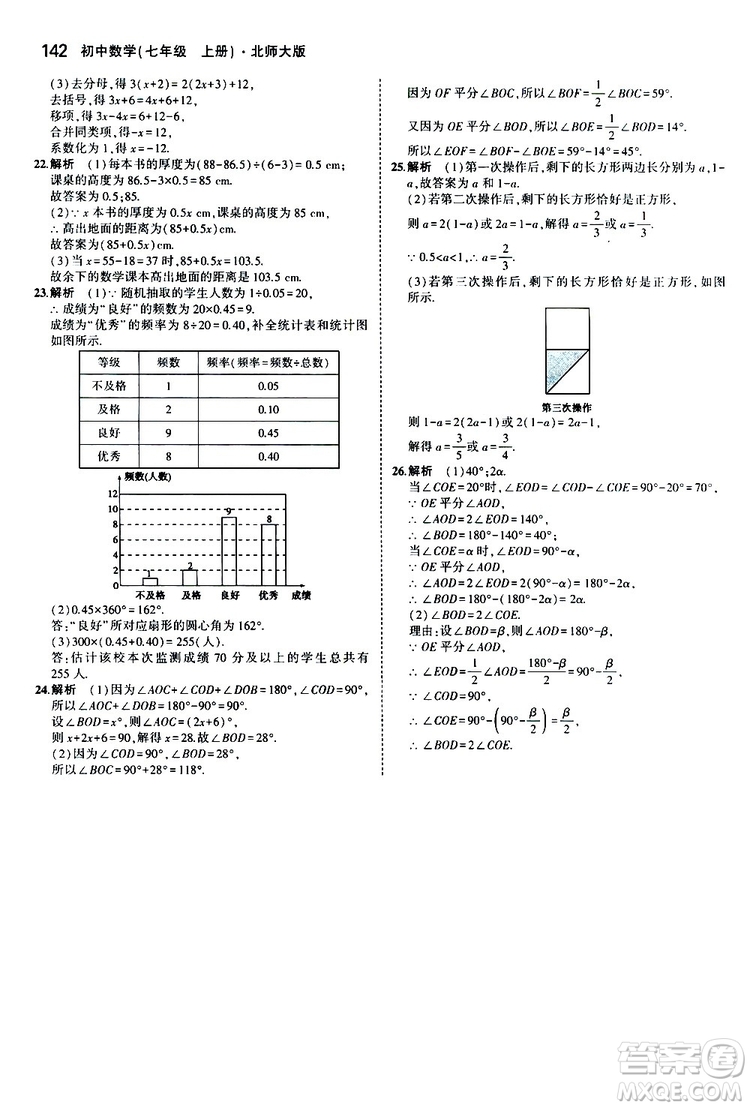 曲一線2020版5年中考3年模擬初中數(shù)學七年級上冊全練版北師大版參考答案