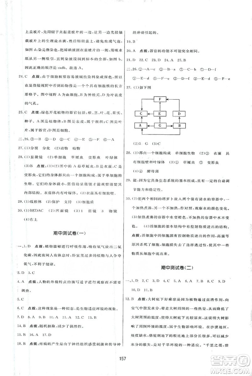 2019三維數(shù)字課堂七年級生物上冊人教版答案