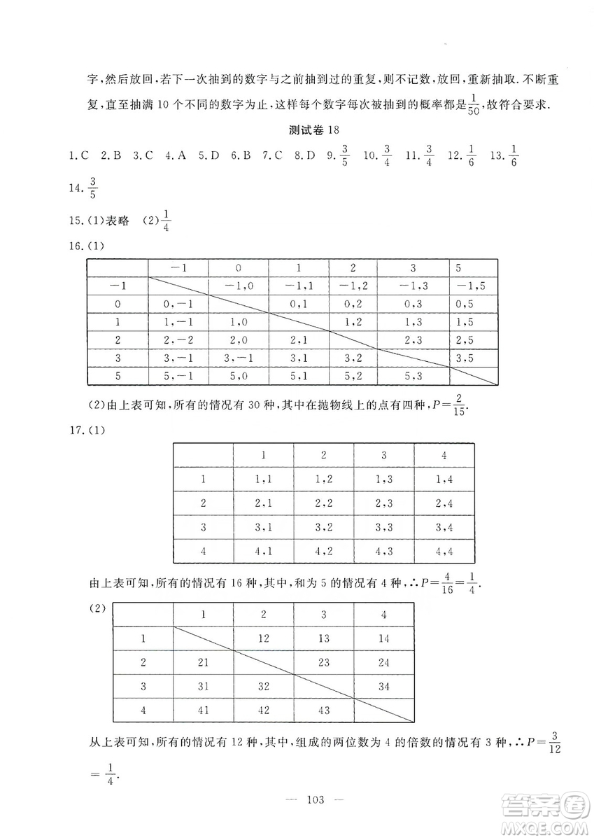 湖北教育出版社2019黃岡測(cè)試卷九年級(jí)數(shù)學(xué)上冊(cè)答案