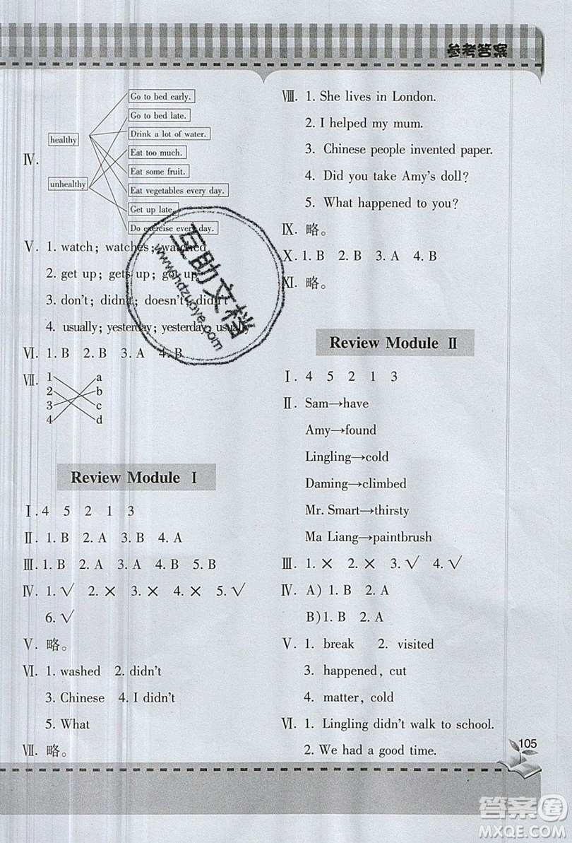 2019年小學新課堂同步學習與探究四年級英語上冊外研版答案