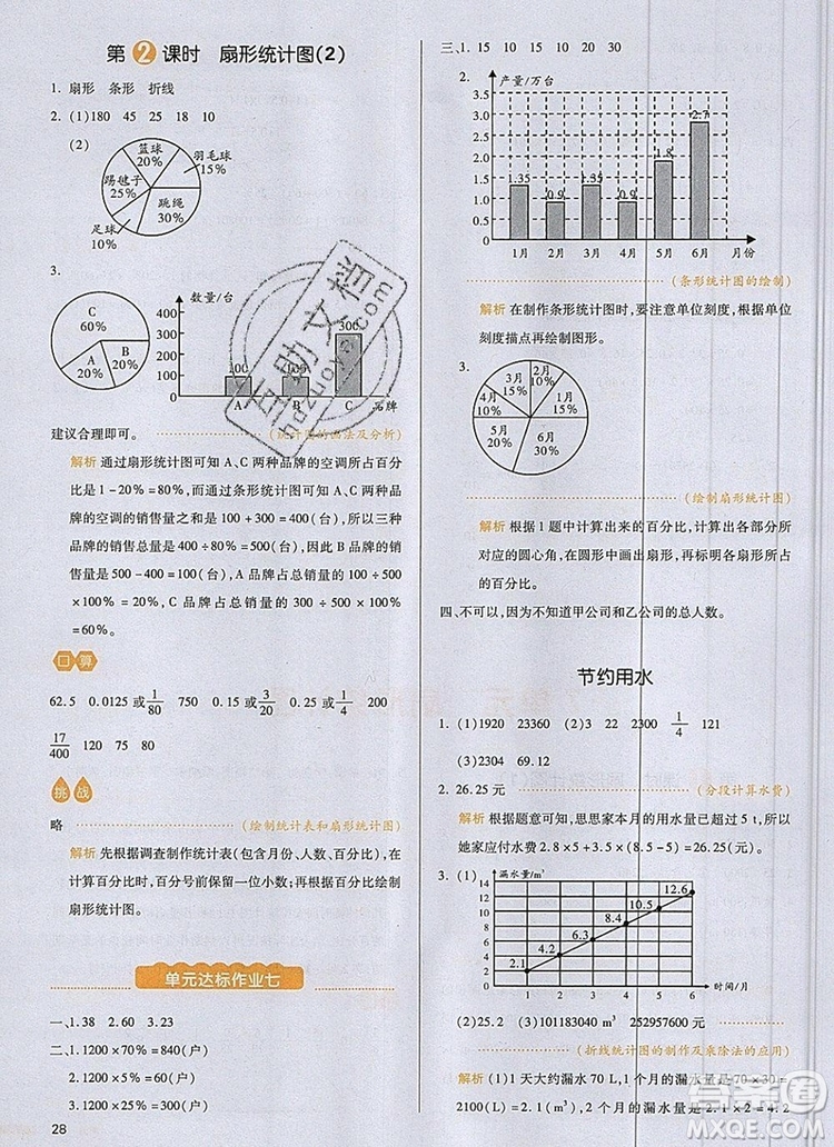 2019年一本我愛寫作業(yè)小學(xué)數(shù)學(xué)六年級(jí)上冊(cè)人教版參考答案