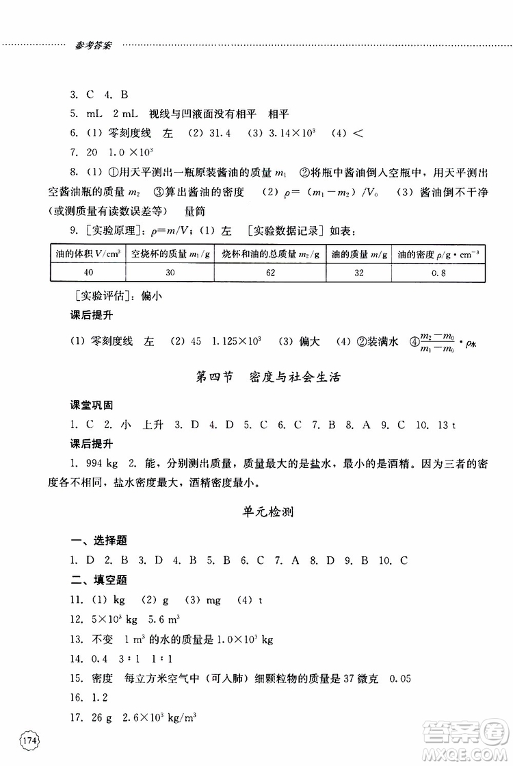 山東大學(xué)出版社2019年初中課堂同步訓(xùn)練物理八年級上冊參考答案