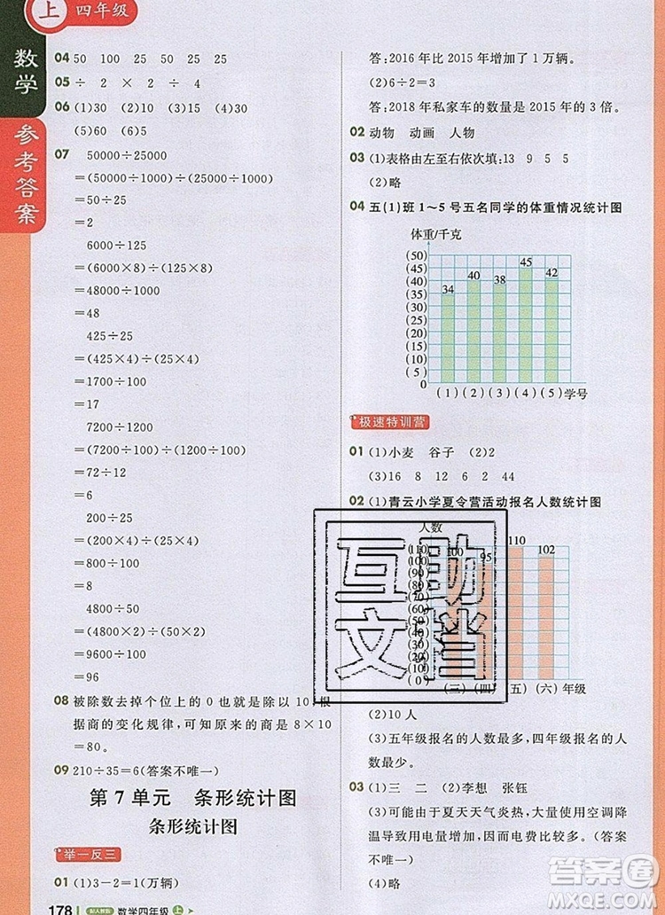 2019年1加1輕巧奪冠課堂直播四年級(jí)數(shù)學(xué)上冊(cè)人教版參考答案