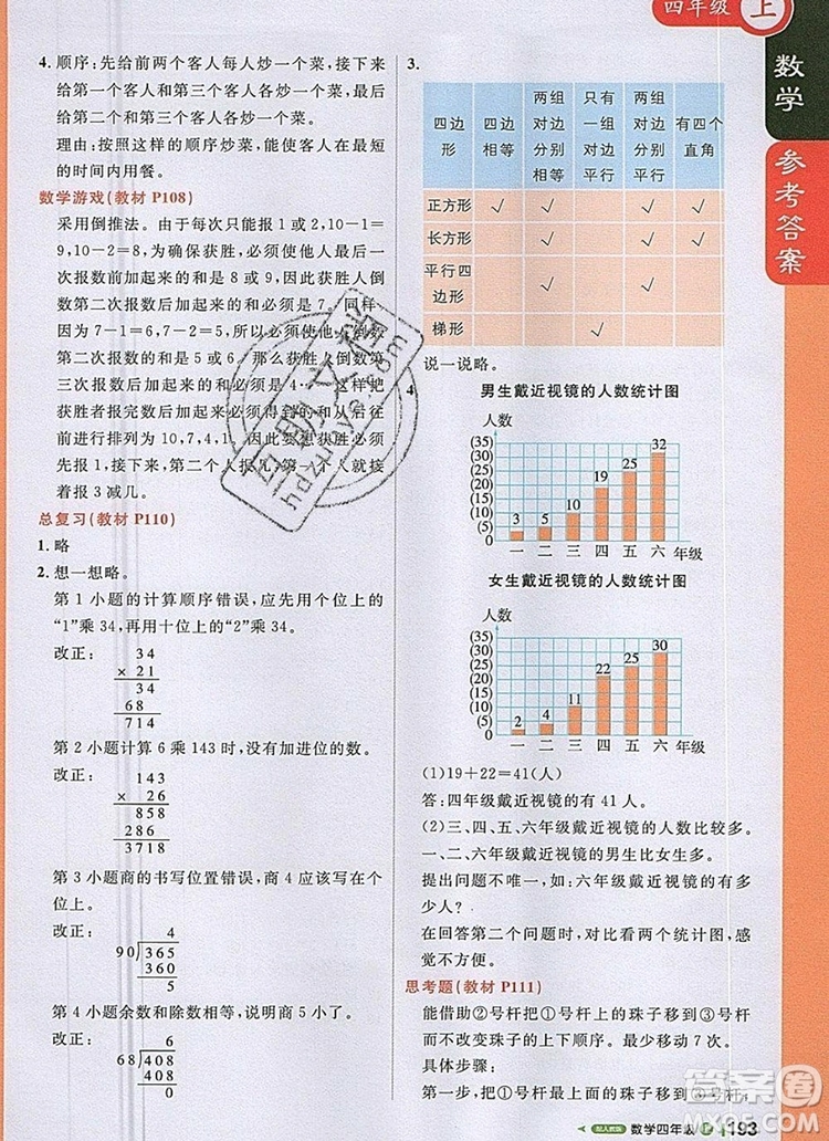 2019年1加1輕巧奪冠課堂直播四年級(jí)數(shù)學(xué)上冊(cè)人教版參考答案