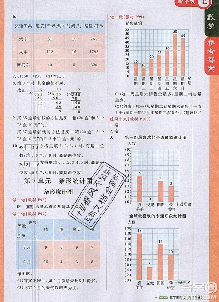 2019年1加1輕巧奪冠課堂直播四年級(jí)數(shù)學(xué)上冊(cè)人教版參考答案