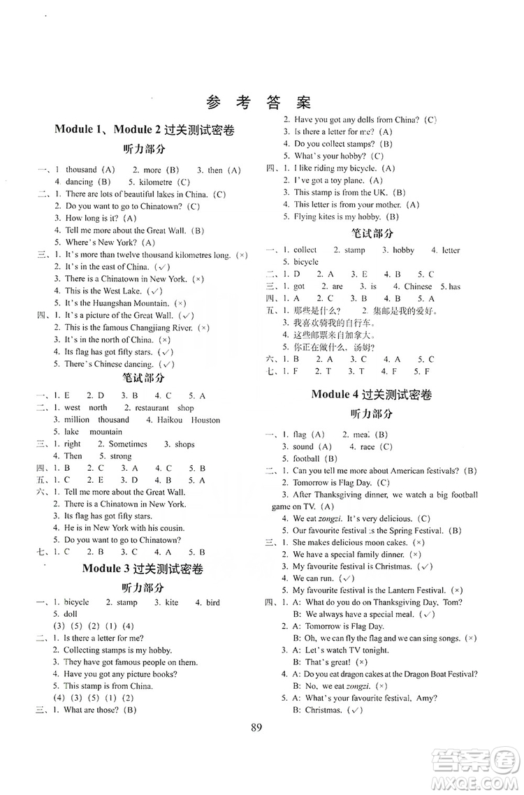 68所名校圖書2019秋期末沖刺100分完全試卷六年級(jí)英語上冊(cè)外研版全新版答案