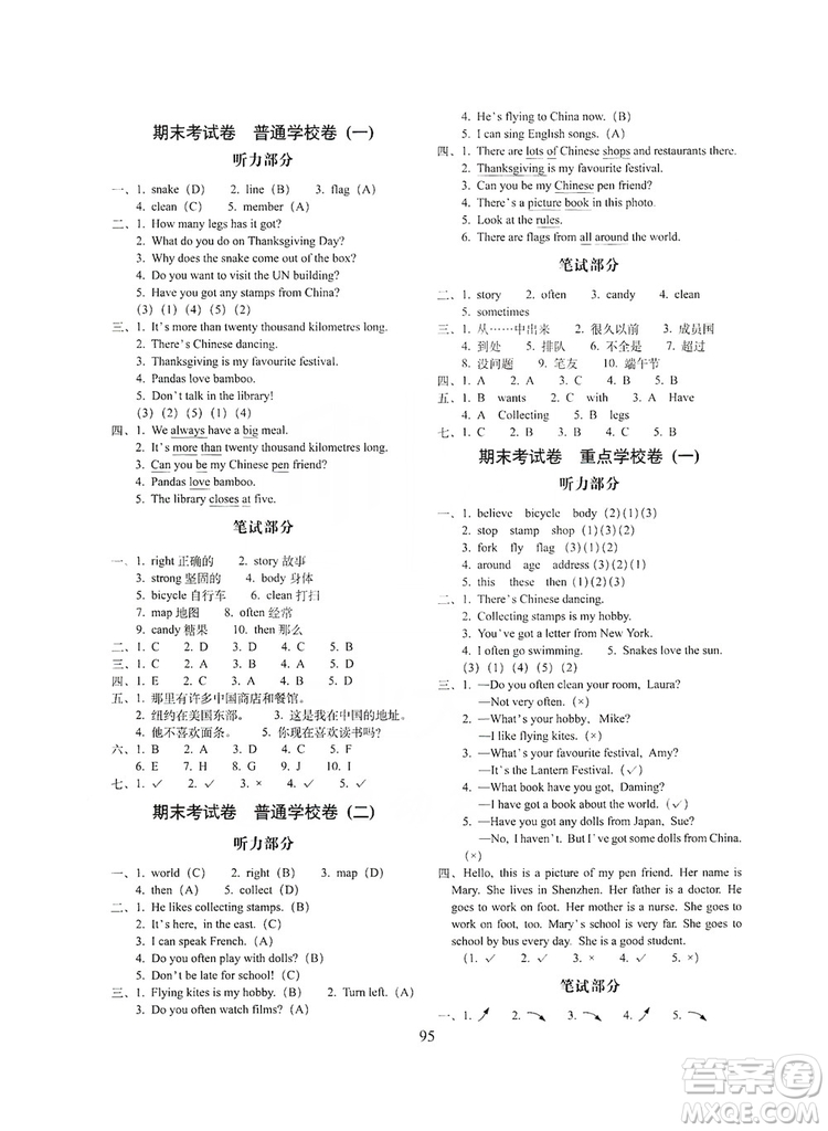 68所名校圖書2019秋期末沖刺100分完全試卷六年級(jí)英語上冊(cè)外研版全新版答案