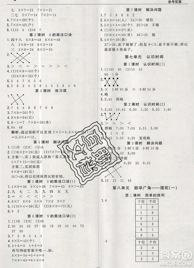 1加1輕巧奪冠優(yōu)化訓(xùn)練二年級(jí)數(shù)學(xué)上冊人教版2019年參考答案