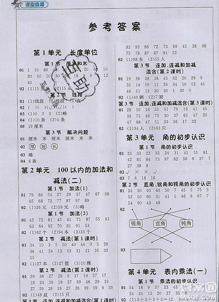 人教版2019年1加1輕巧奪冠課堂直播二年級(jí)數(shù)學(xué)上冊(cè)答案