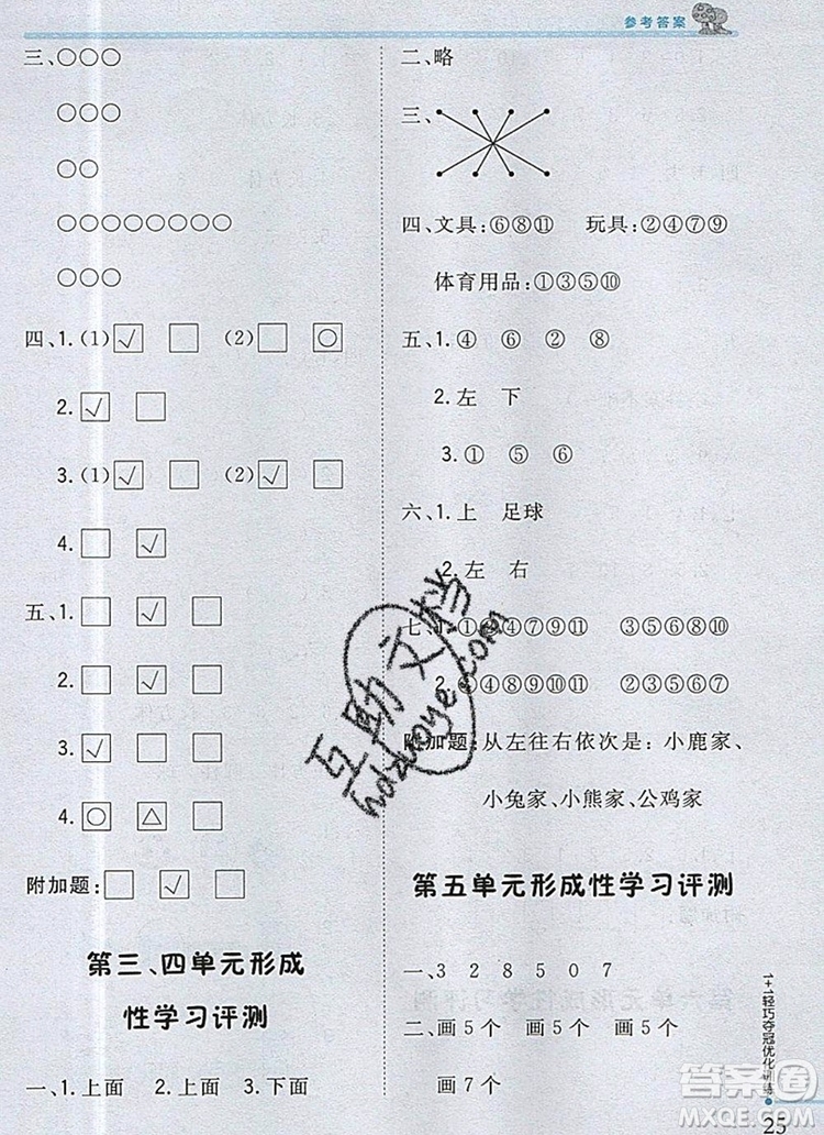 2019年1加1輕巧奪冠優(yōu)化訓(xùn)練一年級(jí)數(shù)學(xué)上冊(cè)江蘇版銀版參考答案