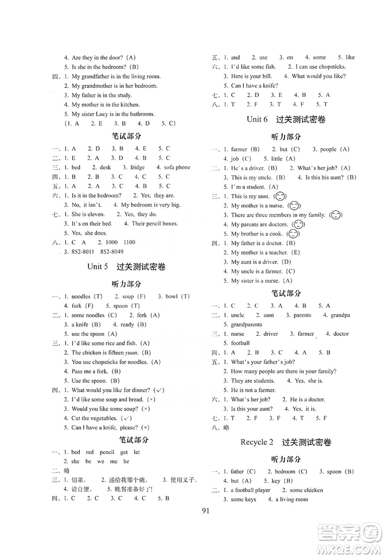 68所名校圖書(shū)2019秋期末沖刺100分完全試卷四年級(jí)英語(yǔ)上冊(cè)人教PEP版全新版答案