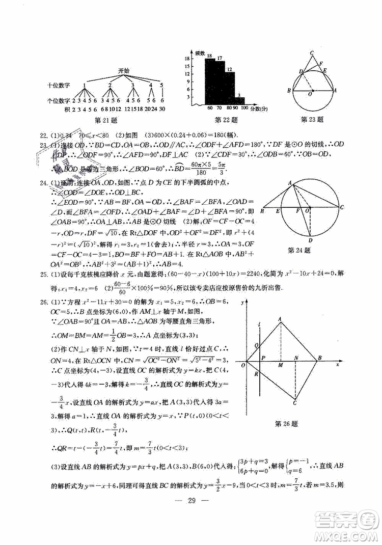 2019年一考圓夢綜合素質(zhì)學(xué)數(shù)學(xué)隨堂反饋9年級上冊參考答案