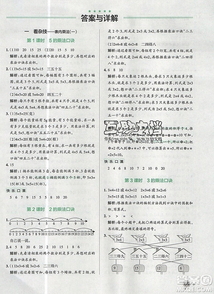 PASS小學學霸作業(yè)本二年級數(shù)學上冊青島版五四制2019答案