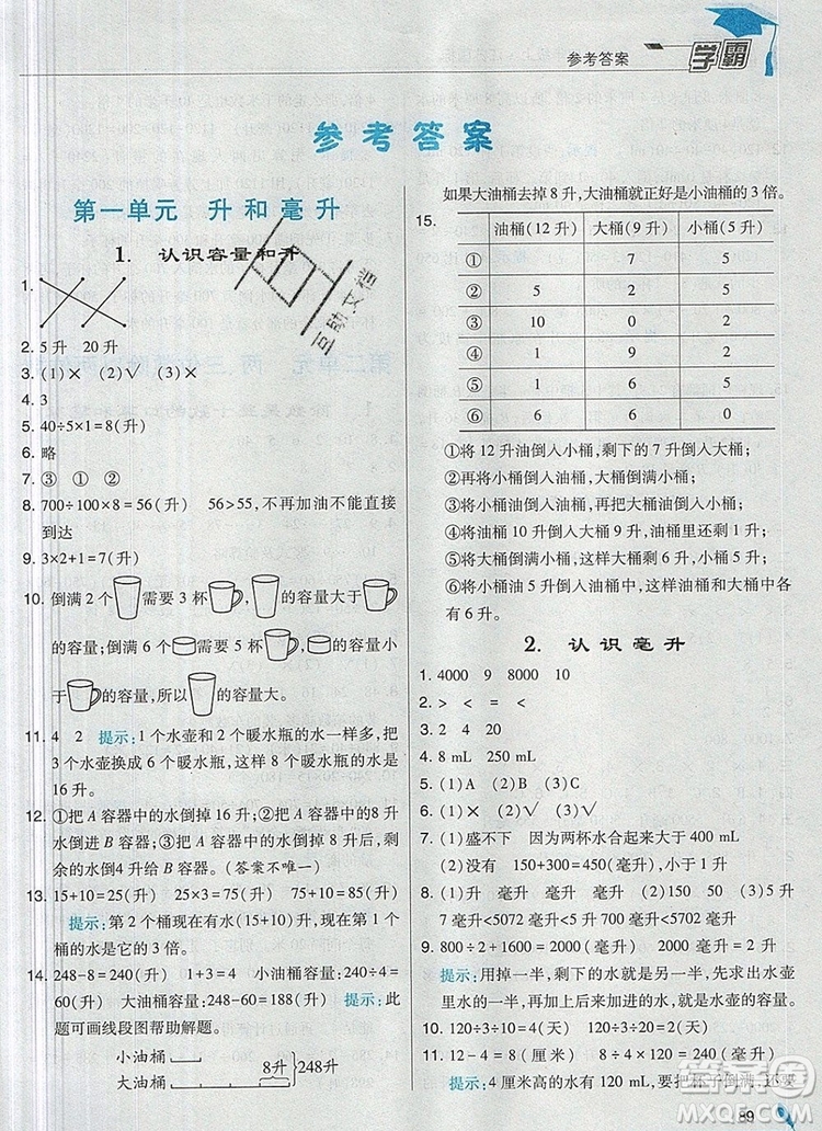 2019年經(jīng)綸學(xué)典學(xué)霸四年級(jí)數(shù)學(xué)上冊(cè)江蘇版參考答案