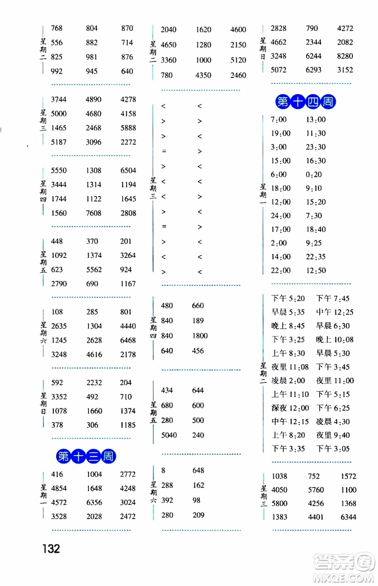 2019秋經(jīng)綸學(xué)典口算達(dá)人三年級數(shù)學(xué)上冊BS北師版參考答案