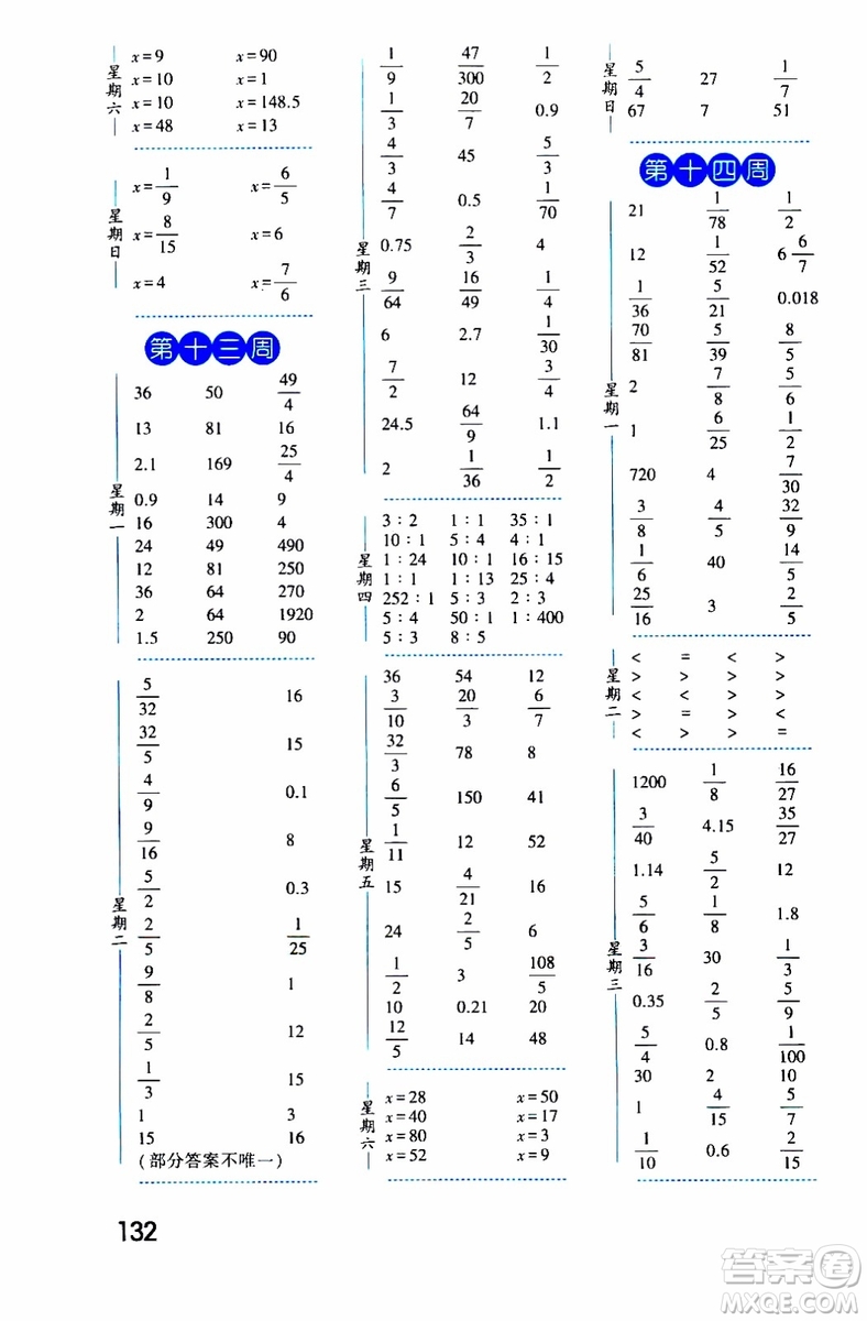 2019秋經(jīng)綸學典口算達人六年級數(shù)學上冊BS北師版參考答案